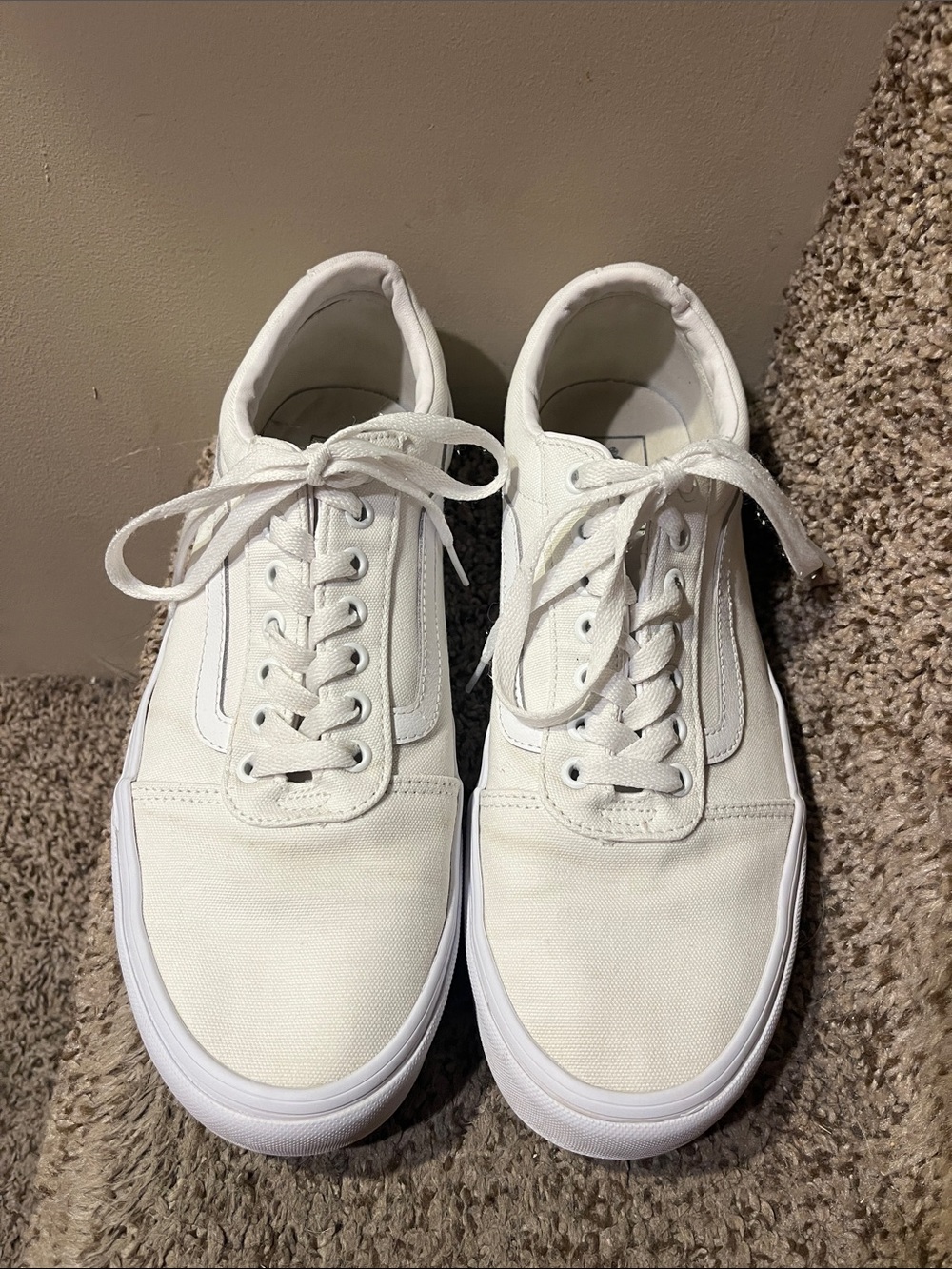 Vans White Canvas Old Skool Low-Top Sneakers